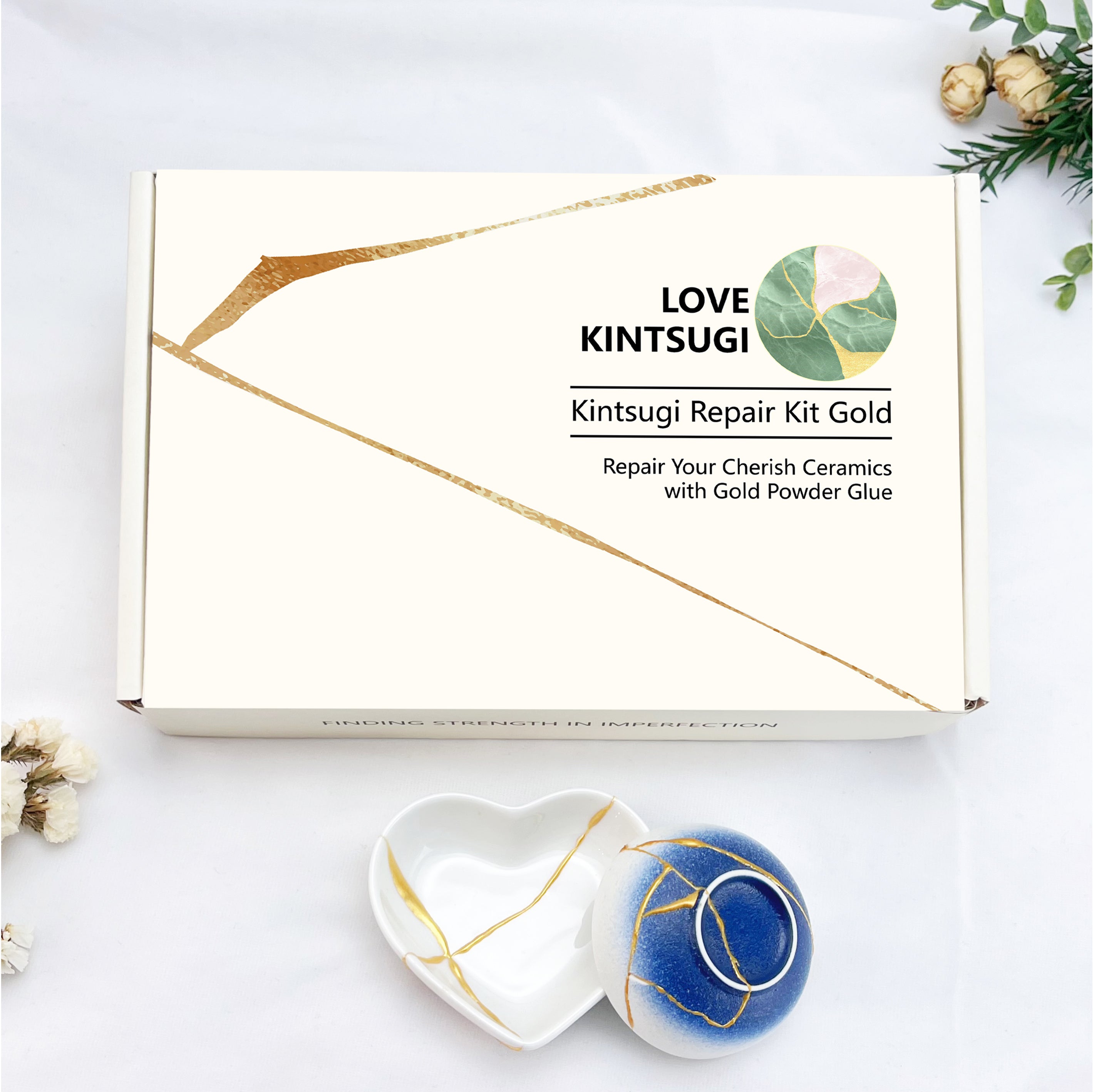 Kintsugi Repair Kit (Upgrade), Repair Your Meaningful Ceramics with Gold  Powder & 50ml Glue & 57g Epoxy Putty, Kintsugi Craft, Starter Repair  Ceramic Kintsugi Kit Perfect for Beginners : : DIY 