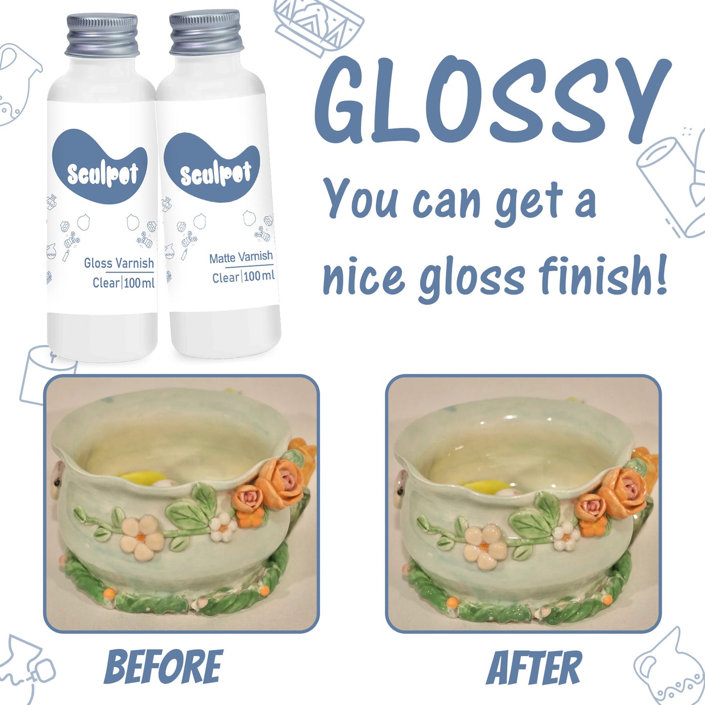 100ml Air Dry Clay Varnish Glaze