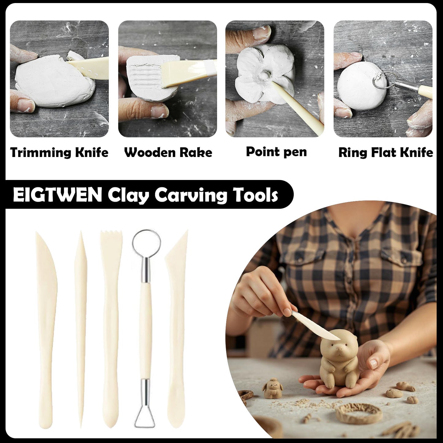 100ml Air Dry Clay Glaze and 29pcs Clay tools kit